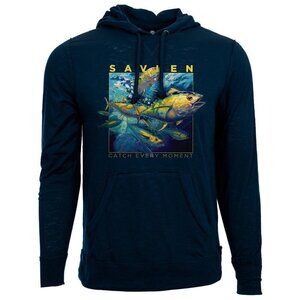 NWT! Tuna Fishing Long sleeve NAVY Hoodie Levelwear activewear. Retail: $45 LOOK